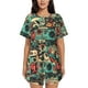 thumbnail image 1 of Fotbe Retro Pop Art Collage Conjunto de Pijama Estampado para Mujer, 2 Piezas, Ropa de Dormir con Camiseta de Manga Corta y Shorts Suaves-4X-Large, 1 of 6