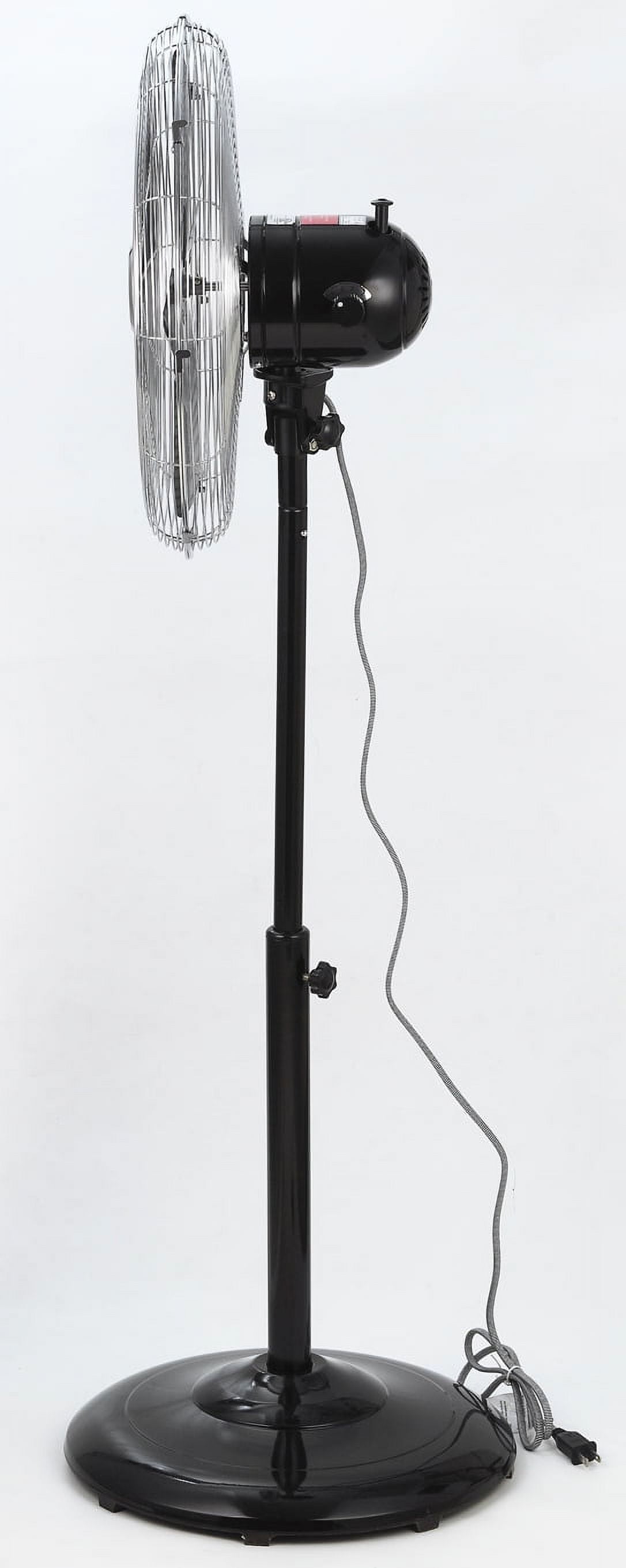 Better Homes & Gardens 16" 3-Speed Retro Metal Oscillating Adjustable Height Black Pedestal Fan