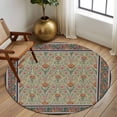 thumbnail image 2 of Large Round Rug 8Ft Washable Non-Slip, Boho Floral Circle Area Rugs for Living Room Bedroom, Vintage Flowers Abstract Art Ethic Tribe Indoor Floor Mats Carpet Runner for Home Decor, 2 of 8