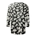 thumbnail image 4 of Women's Summer Tops 2024 Trendy 3/4 Sleeve T Shirts Floral Print Graphic Tees Dressy Casual Crew Neck Blouse Elbow Sleeve Comfy Loose Fit Pullover Sweatshirt, 4 of 5