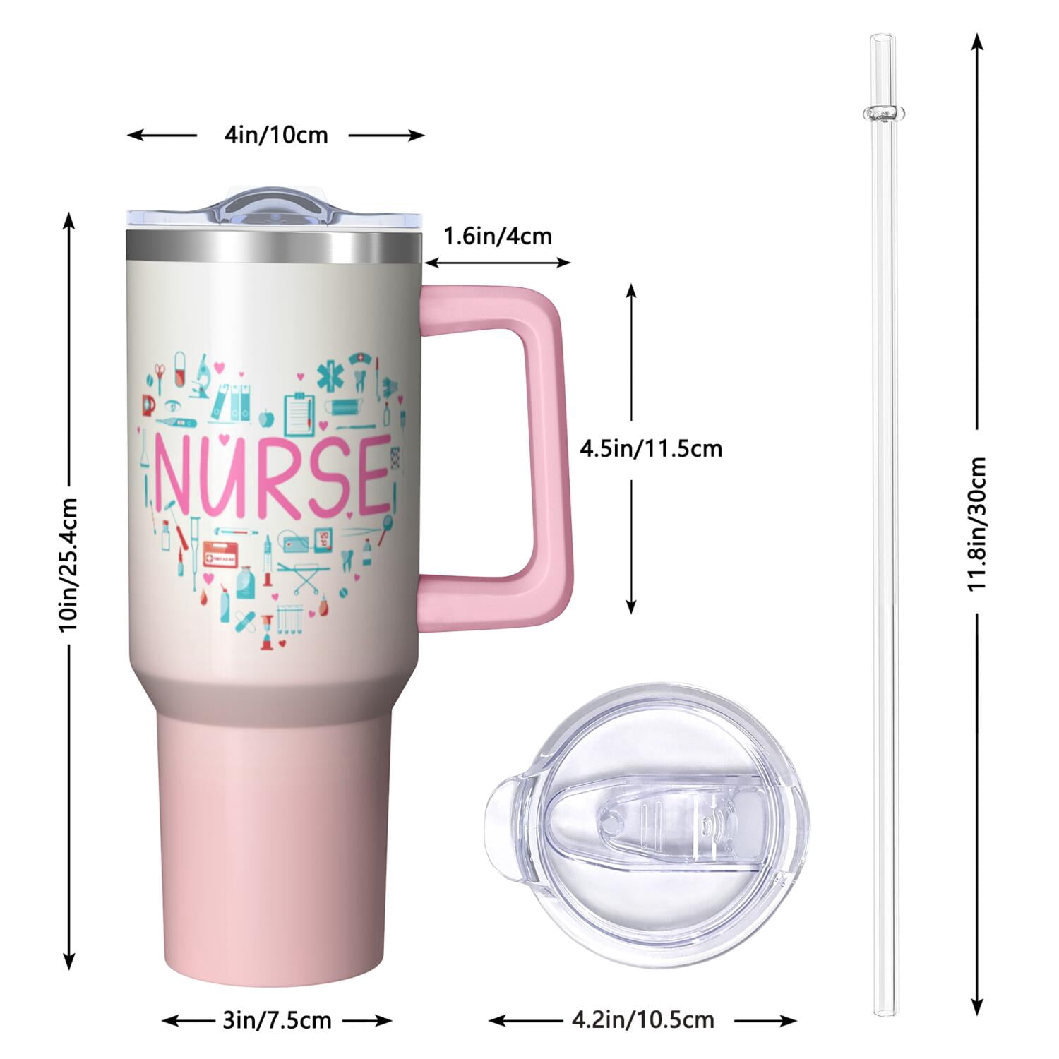 40oz "Nurse Crew" Themed Tumbler, Durable and Long-Lasting Construction, A Fun Nurse Gift for Best Friends, Work Friends, or Study Groups