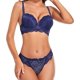 thumbnail image 1 of Conjunto de Brasier y Bragas de Encaje para Mujer, Conjunto de lencería Sexy de Dos Piezas con Aros Azul 34B Azul 34B Xishao ropa, 1 of 2