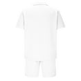 thumbnail image 5 of FRSASU Men's 2 Pieces Beach Outfit Set Short Sleeve Lapel Button Down Shirts Shorts Summer Casual Outfits White, 5 of 6