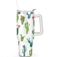 thumbnail image 2 of 40oz Watercolor Cactus Succulents Stainless Steel Flip Straw Tumbler Spill Proof Travel Cup Double Wall Vacuum Insulated Coffee Mug with Top Handle, 2 of 6