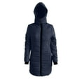 thumbnail image 4 of Itsame Women Puffer Jackets Hood Winter Coats Pocket Solid Color Casual Zipper Cotton for Women Waterproof Jacket Navy Size XL, 4 of 6