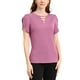 thumbnail image 5 of INSPIRAR CHIC Blusa de Cuello en V con Choker para Mujeres, Top Casual con Mangas Cortadas, S Púrpura, 5 of 7