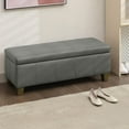 thumbnail image 6 of Storage Ottoman, Storage Bench with Safety Hinge, Upholstered Synthetic Leather Ottoman Bench for Bedroom, Living Room, Entryway, Hallway, Foot Rest, Support 500lbs, 6 of 6