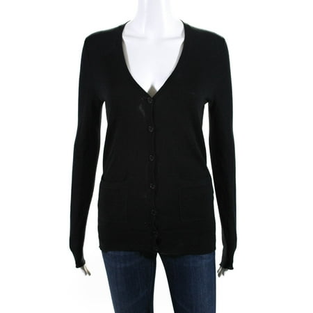 

Pre-owned|CO OP Barneys New York Womens Button Up V Neck Cardigan Black Size Extra Small