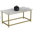 thumbnail image 3 of Modern Coffee Table with Faux Marble Top - Rectangular Living Room Table, 3 of 7