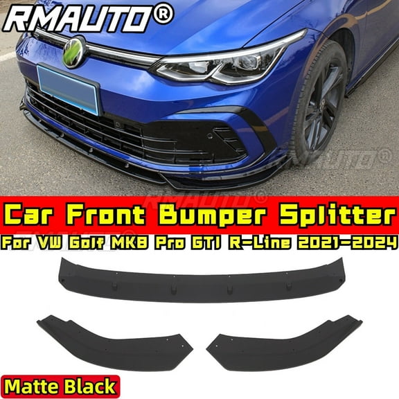 For VW Golf MK8 Pro GTI R-Line 2021-2024 Body Kit Front Bumper Diffuser Glossy Black Front Bumper Spoiler Guard Car Accessories
