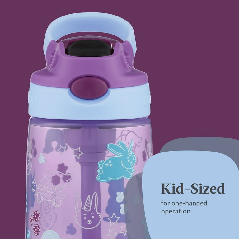 Contigo Kids Plastic Water Bottle with Straw Lid Blue Friendly Bots, 14 fl.  oz. 