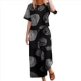 thumbnail image 1 of Conjunto de 2 Piezas de de Corta para Mujer, Cuello Redondo, Pantalones de Pierna , Talla Grande, para Verano Anillos Negros L, 1 of 4