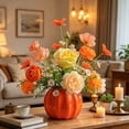 thumbnail image 4 of Faux Silk Flower Centerpiece, Realistic Floral Arrangement With Decorative Vase Maintenance Free Decor, Home Table Display for Bedroom Dining Room Office, 4 of 6