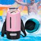 thumbnail image 4 of Bolsa seca de 10 l, cómoda, resistente, con compartimento transparente, mochila flotante, impermeable, para acampar, pescar, hacer senderismo, rafting Rosa claro, 4 of 8