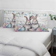 thumbnail image 3 of Bunny Easter Pillow Covers, Linen Long Throw Pillow Case, Eucalyptus Leaves Spring Floral Eggs Wooden Holiday Pillow Protector Decorative Cushion Cover for Living Room/Bedroom 20" x 30", 3 of 8
