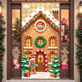 thumbnail image 4 of Festive Design Christmas Banner Gingerbread House Holiday Decor Snowy Scene for Winter Celebration Indoor Decoration Children Party, 4 of 9
