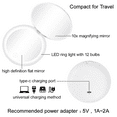 thumbnail image 4 of Fofosbeauty Compact Mirror with LED Light,1x/10x Magnifying Rechargeable Mirror,3.5in , Dimmable Travel Mirror for Purse, Pocket, Handheld 2-Sided Makeup Mirror (White 1Pack), 4 of 8