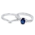 thumbnail image 2 of LaRaso & Co His Her Wedding Ring Set Blue CZ Silver Bridal Set Steel Wedding Band 5/9, 2 of 6