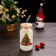 thumbnail image 2 of (Clearance) pdqouc Christmas Glass Cups, Christmas Mason Jars with Lid and Straw Christmas Tumbler Drinking Glasses Coffee Cups Jar Decor Glassware Water Bottles Xmas Home Decorations Gifts, 2 of 8