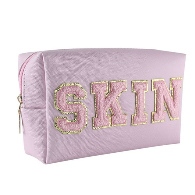 Makeup Organizer Letter Portable Double Layer Large Capacity Canvas Waterproof Makeup Bag for Outdoor