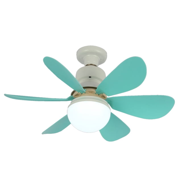 yeacher E27 Ceiling Fan Light with Remote, 3-Color Dimmable LED for Bedroom, Living Room, Study, 30W, Light Blue, Adjustable Brightness & Timer Function