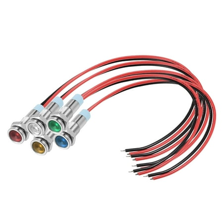 

Uxcell AC/DC12V 6mm Flush Panel Metal Shell 5 Colors LED Indicator 150mm Cable 1 Set