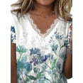 thumbnail image 2 of Gvmfive Women Plus Size Short Sleeve V Neck Lace Tops Tunic Blouse, 2 of 3