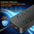 thumbnail image 4 of Surge Protector Power Strip, 8 Outlets with 4 USB Ports (1 USB C),Flat Plug Power Strip with 4 Feet Extension Cord, Wall Mount, Desk USB Charging Station for Home, Office, ETL,1700 Joules,Black, 4 of 8