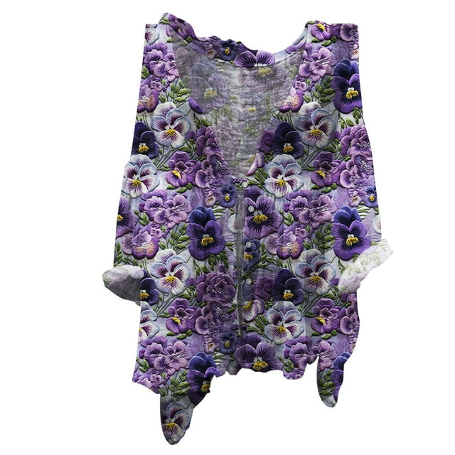 Chemises pour Femmes Femmes Liquidation Chemise en Lin pour Femmes Chemise en Lin pour Femmes à Boutons Col à Revers Art Rétro Imprimé Floral Automne Parfumée