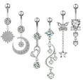 thumbnail image 1 of MesaSe 6Pcs Belly Button Ring 14G Dangle Navel Rings Opal Pearl CZ Piercing Jewelry, 1 of 7