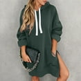 thumbnail image 4 of Pullover Dress for Women 2026 Long Sleeve Trendy Oversized Split Hem Hooded Sweatshirt with Pockets Pullover Top, 4 of 6