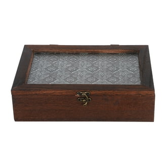 Home Details Vintage 4 Compartment Brass Glass Keepsake Box in