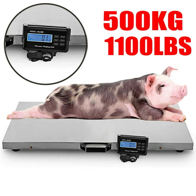 Wuzstar 1100Lbs Pet Scale,Digital Livestock Vet Scale Shipping Scale Pig Scale  Dog Weight Scale Stainless Steel Large Platform 