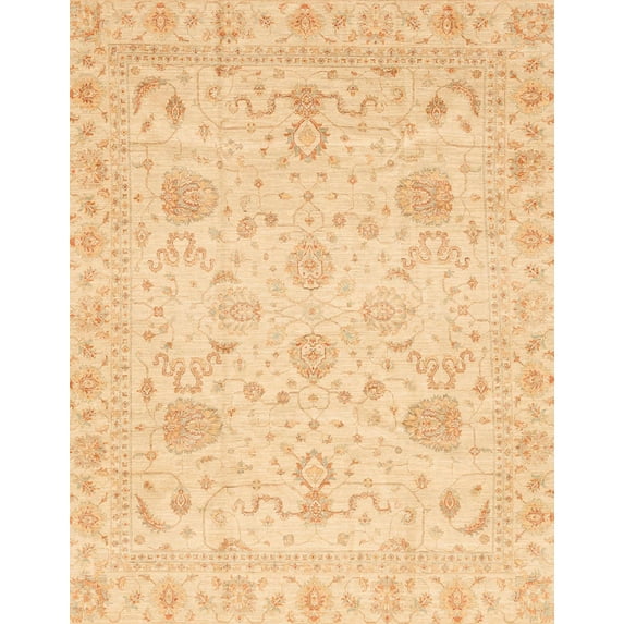 Ahgly Company Indoor Rectangle Abstract Yellow Oriental Area Rugs, 7' x 9'