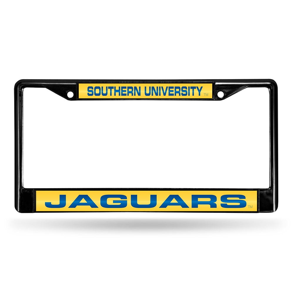 Southern University Jaguars NCAA Black Chrome Laser Cut License Plate