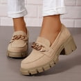 thumbnail image 3 of SACFOF Platform Oxfords for Women,Chunky Leather PU Lace Up Oxfords Comfort Lug Sole Business Dress Office Shoes, 3 of 7