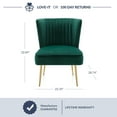 thumbnail image 5 of BELLEZE Modern Velvet Accent Chair With Metallic Legs And Channel Tufting, Elegant Vintage Style Armless Seating For Living Room, Bedroom, Office - Ethia (Green), 5 of 7
