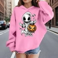 thumbnail image 6 of nerohusy Halloween Sweatshirts for Kids Girl Ghost Pumpkin Sweater Cute Spooky Coffee Graphic Pullover Shirts Pullover Warm Top Pink,3 Years, 6 of 9