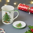 thumbnail image 4 of Spode Christmas Tree 14 oz Mug & Coaster Set - Ceramic Mug with Coaster for Tea, Coffee, Hot Chocolate - Fine Porcelain, Dishwasher & Microwave Safe - Mug & Coaster Gift Set, 4 of 5