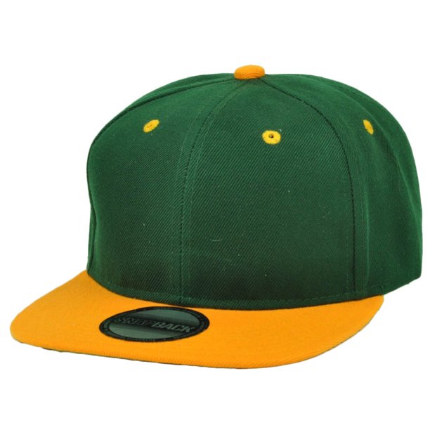Green Yellow Blank Plain Solid Snapback Flat Bill Hat Cap Headlines