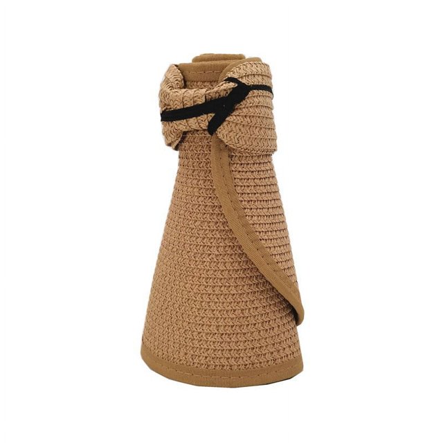 Sombrero de paja de verano para mujer, enrollable, plegable, vacío, protector solar, para viajes entre padres e hijos