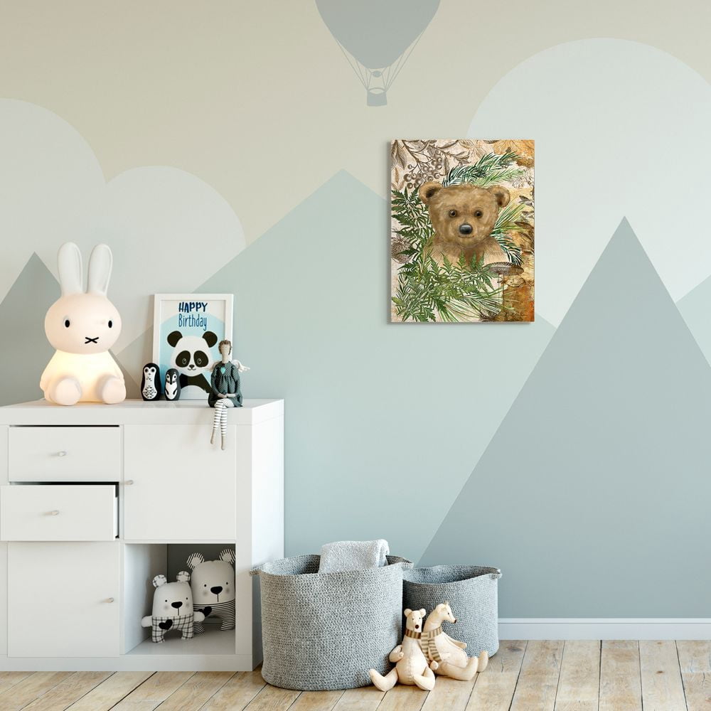 Stupell Industries Teddy Bear Cub Nursery Forest Animal Illustration Canvas Wall Art Design by Sherri Buck Baldwin