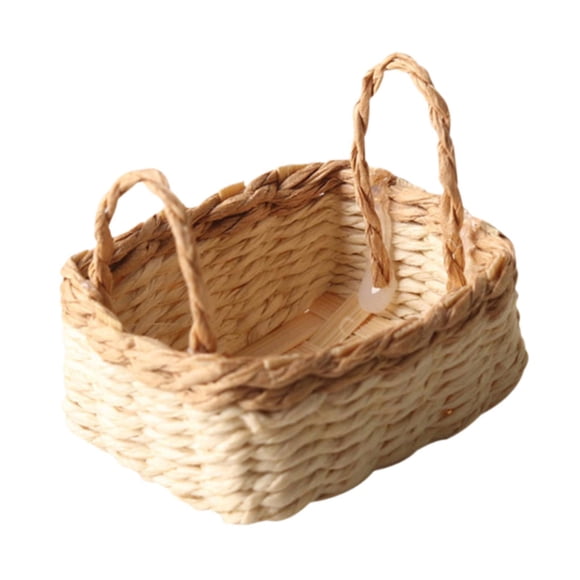 1/12 Canasta de picnic de accesorios de casa de muñecas en miniatura con canasta de almacenamiento de casa de muñecas de mango para la escena de la bajo