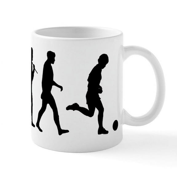 CafePress - Evolution Of Soccer Mug - 11 oz Ceramic Mug - Novelty Coffee Tea Cup