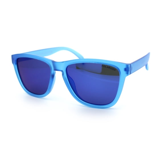 SA106 Polarized Sport Sunglasses for Men UV400 Lightweight Matte Plastic Blue Frame - Blue Mirror Lens