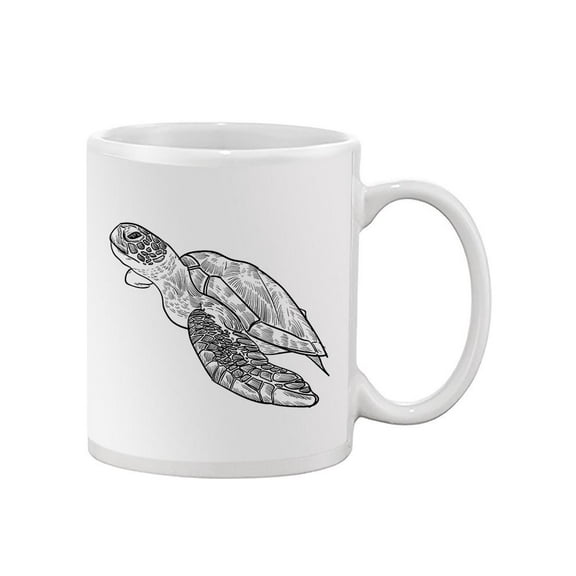 Sideview Sea Turtle Lineart Mug - Image by Shutterstock,