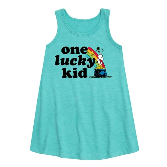 Peanuts - One Lucky Kid - Toddler and Youth Girls Aline Dress