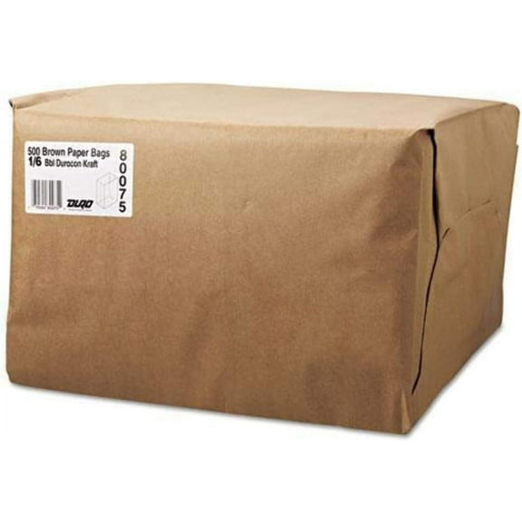General Grocery Paper Bags, 52 lb Capacity, 1/6 BBL, 12" x 7" x 17", Kraft, 500 Bags, Brown
