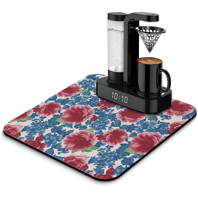 Washable Quick Dish Drying Mats Non-Slip Coffee Maker Mat For Kitchen Counter Home Coffee Bar Pad 16''''x18'''', black-3