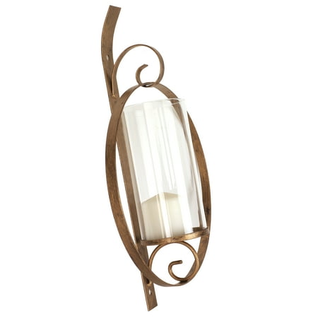 ArtMaison Canada, Round Metal Wall Sconce With Glass, 18"x12" | Wall Mount Hanging Candleholders ...